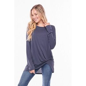 Premium Rib Modal Top With Side Gathering Detail